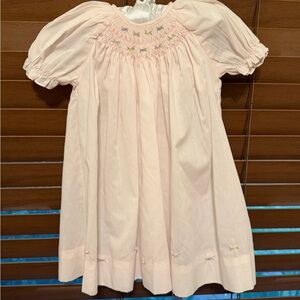 Petit Ami Light Pink Smocked Bubble Sleeve Formal Dress